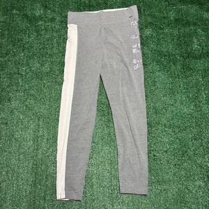 Grey and white Victoria's Secret pink leggings with logo on the leg